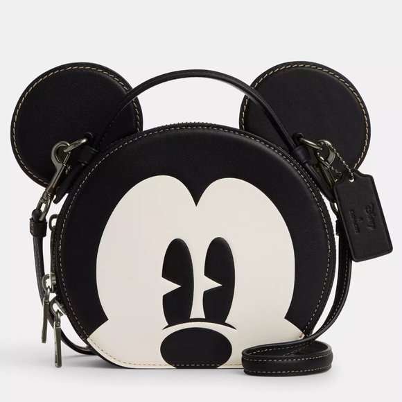 🐭 Disney X Coach Mickey Mouse Ear Bag Black White - Picture 1 of 13